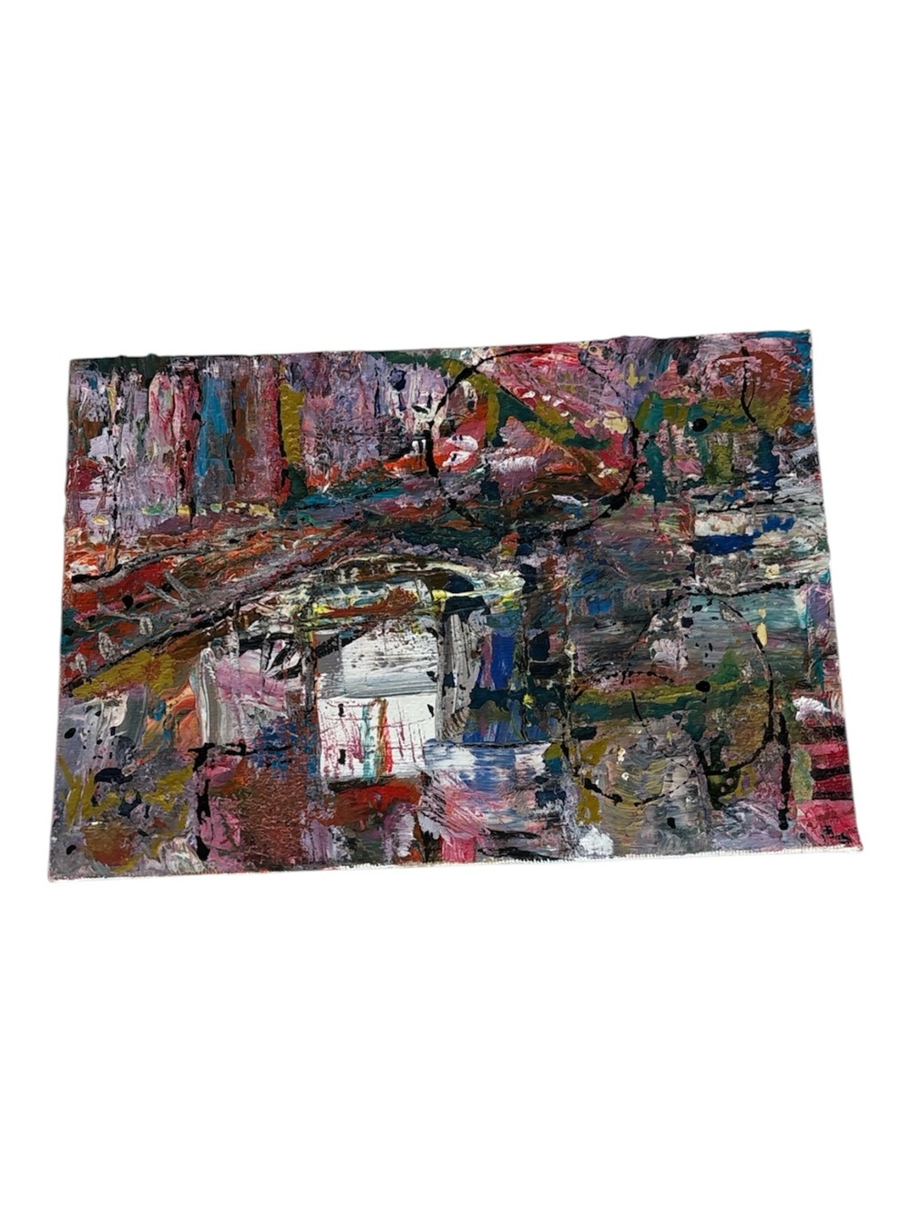 Abstract Art Multicolor Acrylic on Canvas board -by Artist Suzan Gottshall 8x6
